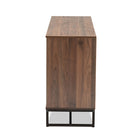 Baxton Studio Neil Modern and Contemporary Walnut Brown Finished Wood and Black Finished Metal 3-Door Dining Room Sideboard Buffet