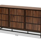 Baxton Studio Neil Modern and Contemporary Walnut Brown Finished Wood and Black Finished Metal 3-Door Dining Room Sideboard Buffet