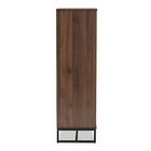 Baxton Studio Neil Modern and Contemporary Walnut Brown Finished Wood and Black Finished Metal Multipurpose Storage Cabinet
