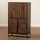 Baxton Studio Neil Modern and Contemporary Walnut Brown Finished Wood and Black Finished Metal Multipurpose Storage Cabinet