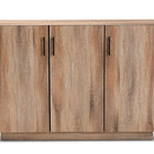 Baxton Studio Patton Modern and Contemporary Natural Oak Finished Wood 3-Door Dining Room Sideboard Buffet