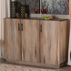 Baxton Studio Patton Modern and Contemporary Natural Oak Finished Wood 3-Door Dining Room Sideboard Buffet
