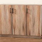 Baxton Studio Patton Modern and Contemporary Natural Oak Finished Wood 3-Door Dining Room Sideboard Buffet