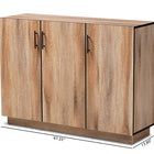 Baxton Studio Patton Modern and Contemporary Natural Oak Finished Wood 3-Door Dining Room Sideboard Buffet