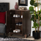 Baxton Studio Nissa Modern and Contemporary Walnut Brown Finished Wood 2-Door Shoe Storage Cabinet