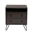 Baxton Studio Glover Modern and Contemporary Dark Brown Finished Wood and Black Metal 2-Drawer Nightstand