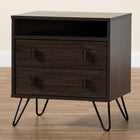 Baxton Studio Glover Modern and Contemporary Dark Brown Finished Wood and Black Metal 2-Drawer Nightstand