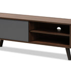 Baxton Studio Mallory Modern and Contemporary Two-Tone Walnut Brown and Grey Finished Wood TV Stand