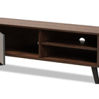Baxton Studio Mallory Modern and Contemporary Two-Tone Walnut Brown and Grey Finished Wood TV Stand