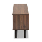 Baxton Studio Mallory Modern and Contemporary Two-Tone Walnut Brown and Grey Finished Wood TV Stand