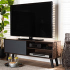 Baxton Studio Mallory Modern and Contemporary Two-Tone Walnut Brown and Grey Finished Wood TV Stand