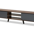 Baxton Studio Clapton Modern and Contemporary Multi-Tone Grey and Walnut Brown Finished Wood TV Stand