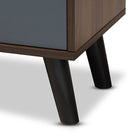 Baxton Studio Clapton Modern and Contemporary Multi-Tone Grey and Walnut Brown Finished Wood TV Stand