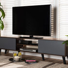 Baxton Studio Clapton Modern and Contemporary Multi-Tone Grey and Walnut Brown Finished Wood TV Stand
