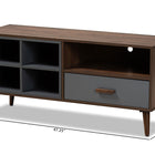 Baxton Studio Garrick Modern and Contemporary Two-Tone Grey and Walnut Brown Finished Wood 1-Drawer TV Stand