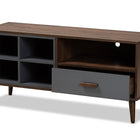 Baxton Studio Garrick Modern and Contemporary Two-Tone Grey and Walnut Brown Finished Wood 1-Drawer TV Stand