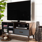 Baxton Studio Garrick Modern and Contemporary Two-Tone Grey and Walnut Brown Finished Wood 1-Drawer TV Stand