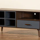 Baxton Studio Garrick Modern and Contemporary Two-Tone Grey and Walnut Brown Finished Wood 1-Drawer TV Stand