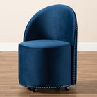 Baxton Studio Bethel Glam and Luxe Navy Blue Velvet Fabric Upholstered Rolling Accent Chair