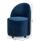 Baxton Studio Bethel Glam and Luxe Navy Blue Velvet Fabric Upholstered Rolling Accent Chair