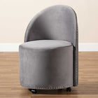 Baxton Studio Bethel Glam and Luxe Grey Velvet Fabric Upholstered Rolling Accent Chair