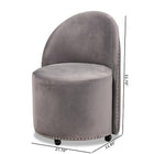 Baxton Studio Bethel Glam and Luxe Grey Velvet Fabric Upholstered Rolling Accent Chair