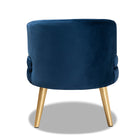 Baxton Studio Baptiste Glam and Luxe Navy Blue Velvet Fabric Upholstered and Gold Finished Wood Accent Chair