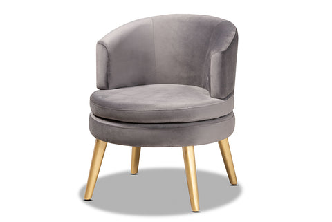 Baxton Studio Baptiste Glam and Luxe Grey Velvet Fabric Upholstered and Gold Finished Wood Accent Chair