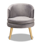 Baxton Studio Baptiste Glam and Luxe Grey Velvet Fabric Upholstered and Gold Finished Wood Accent Chair