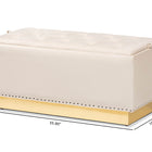 Baxton Studio Powell Glam and Luxe Beige Velvet Fabric Upholstered and Gold PU Leather Storage Ottoman