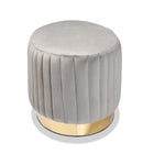 Baxton Studio Kirana Glam and Luxe Grey Velvet Fabric Upholstered and Gold PU Leather Ottoman