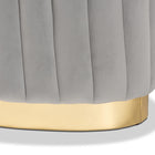Baxton Studio Kirana Glam and Luxe Grey Velvet Fabric Upholstered and Gold PU Leather Ottoman