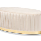 Baxton Studio Kirana Glam and Luxe Beige Velvet Fabric Upholstered and Gold PU Leather Ottoman