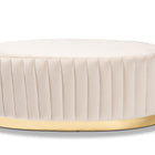 Baxton Studio Kirana Glam and Luxe Beige Velvet Fabric Upholstered and Gold PU Leather Ottoman
