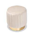 Baxton Studio Kirana Glam and Luxe Beige Velvet Fabric Upholstered and Gold PU Leather Ottoman