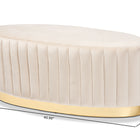 Baxton Studio Kirana Glam and Luxe Beige Velvet Fabric Upholstered and Gold PU Leather Ottoman