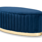 Baxton Studio Kirana Glam and Luxe Navy Blue Velvet Fabric Upholstered and Gold PU Leather Ottoman