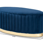 Baxton Studio Kirana Glam and Luxe Navy Blue Velvet Fabric Upholstered and Gold PU Leather Ottoman
