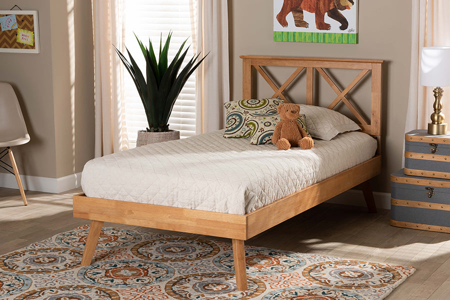 Baxton Studio Galvin Modern and Contemporary Brown Finished Wood Twin Size Platform Bed