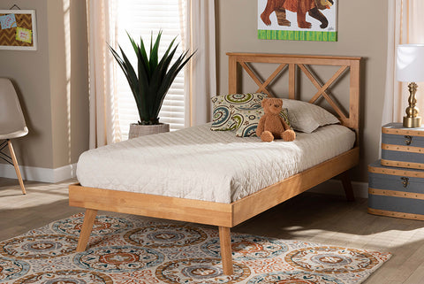 Baxton Studio Galvin Modern and Contemporary Brown Finished Wood Twin Size Platform Bed