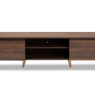 Baxton Studio Landen Mid-Century Modern Walnut Brown and Gold Finished Wood TV Stand