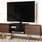 Baxton Studio Landen Mid-Century Modern Walnut Brown and Gold Finished Wood TV Stand