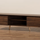 Baxton Studio Landen Mid-Century Modern Walnut Brown and Gold Finished Wood TV Stand