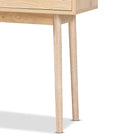 Baxton Studio Baird Mid-Century Modern Light Oak Brown Finished Wood and Rattan 2-Drawer Console Table