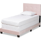 Baxton Studio Caprice Modern and Contemporary Glam Light Pink Velvet Fabric Upholstered Twin Size Panel Bed
