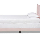 Baxton Studio Caprice Modern and Contemporary Glam Light Pink Velvet Fabric Upholstered Twin Size Panel Bed