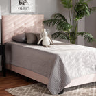 Baxton Studio Caprice Modern and Contemporary Glam Light Pink Velvet Fabric Upholstered Twin Size Panel Bed