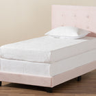 Baxton Studio Caprice Modern and Contemporary Glam Light Pink Velvet Fabric Upholstered Twin Size Panel Bed