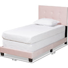 Baxton Studio Caprice Modern and Contemporary Glam Light Pink Velvet Fabric Upholstered Twin Size Panel Bed