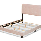 Baxton Studio Caprice Modern and Contemporary Glam Light Pink Velvet Fabric Upholstered Queen Size Panel Bed